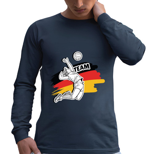 German Volleyball Gift for Women Volleyball Players with German Black and Muticolor Unisex Long Sleeve T Shirt
