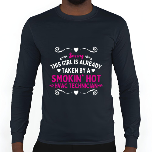 Gift for HVAC Technician Wife Smokin Hot Saying Humor Black and Muticolor Unisex Long Sleeve T Shirt