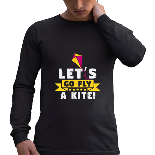 Gift for Kite Lovers Lets Go Fly Kites 87 Perfect for Family Bonding Activity Black and Muticolor Unisex Long Sleeve T Shirt