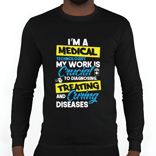 Gift for Medical Technologist Laboratory Science Microbiology Microscope Fans Black and Muticolor Unisex Long Sleeve T Shirt