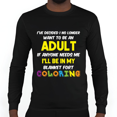 Gift Idea for Adults Who Refuse to Grow Up Books Crayons Black and Muticolor Unisex Long Sleeve T Shirt