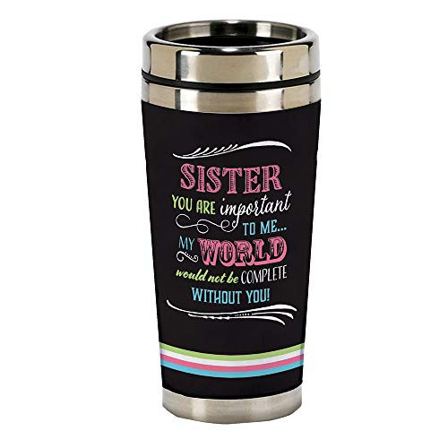 Sister World to Me 16 Oz Stainless Steel Travel Mug with Lid
