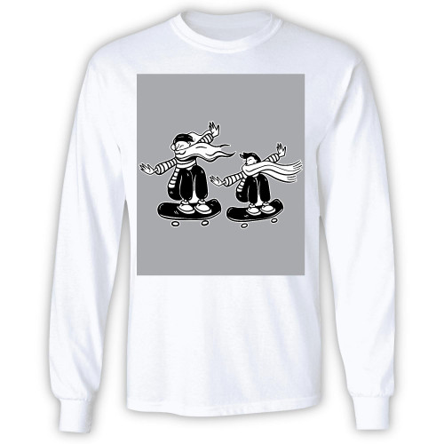 Skateboarding Gifts for Couples Unique Present Ideas for Skaters White and Muticolor Unisex Long Sleeve T Shirt