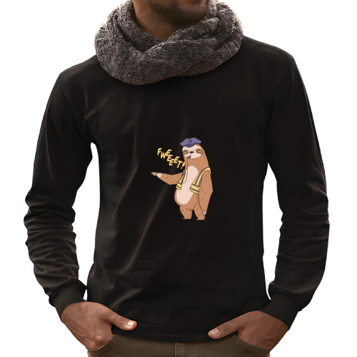 Sloth Traffic Cop Gift Sloth in Uniform Blowing His Whistle Gift for Sloth Lovers Black and Muticolor Unisex Long Sleeve T Shirt