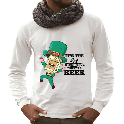 St Patricks Day Beer Gift for Clover Fans Grey and Muticolor Unisex Long Sleeve T Shirt