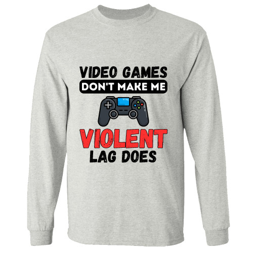Video Gamer and Coffee LS T-shirt Gifts Ideas Perfect Gift for Gamer Friends Grey and Muticolor Unisex Long Sleeve T Shirt