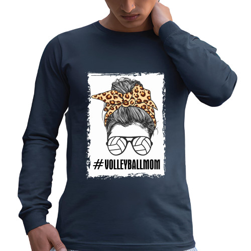 Volleyball Mom Life Messy Bun Gift Perfect for Mothers Day Black and Muticolor Unisex Long Sleeve T Shirt