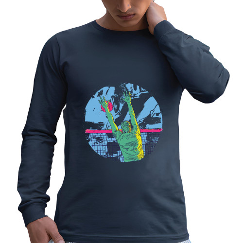 Volleyball Player Gift for Men for Volleyball Match Fans Black and Muticolor Unisex Long Sleeve T Shirt