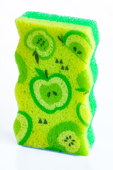 Bright Box Kitchen Scrub + Wipe Wave Scrubber Sponge Scratch Free Odor Free Long Lasting, 1ct Green
