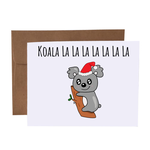 Koala La La Christmas Pun Blank Greeting Card With Envelope