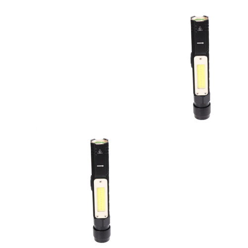 OSALADI 2pcs Flashlight Work Light Handheld Torch 90 Degree Rotary Clip USB to Rotate