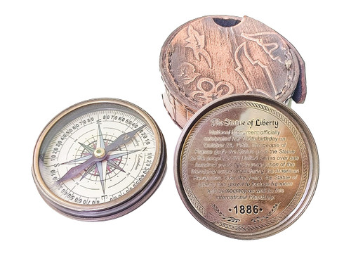 Compass Antique Nautical Engraved Brass Compass Round Leather Case Directional Maritime Navigational Pocket Compass Tool for Hiking Trekking Travelling & Camping by NOBLE METAL STORE Compass Antique Nautical Engraved Brass Compass Round Leather Case Directional Maritime Navigational Pocket Compass Tool for Hiking Trekking Travelling & Camping by NOBLE METAL STORE