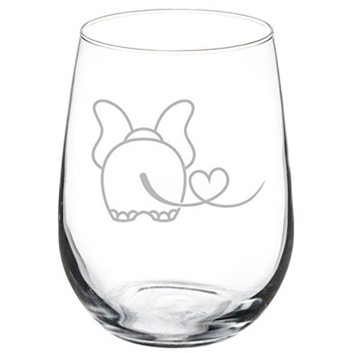 Wine Glass Goblet Elephant in Love (17 oz Stemless)