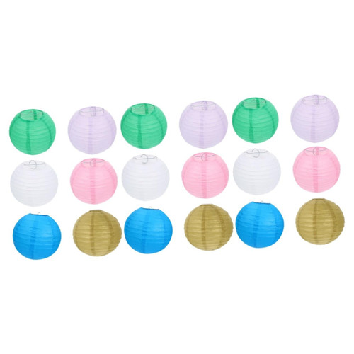 Homoyoyo 18 Pcs Round Paper Lantern Party Lantern Decor Paper Lantern Foldable Nativity Decor Wedding Decoration Paper Lanterns Party Lanterns Hanging Paper Steel Wire Iron