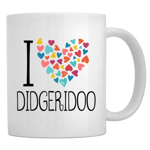 Teeburon I love Didgeridoo colorful hearts Mug 11 ounces ceramic