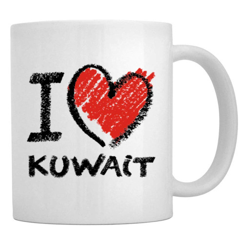 Teeburon I love Kuwait chalk style Mug 11 ounces ceramic