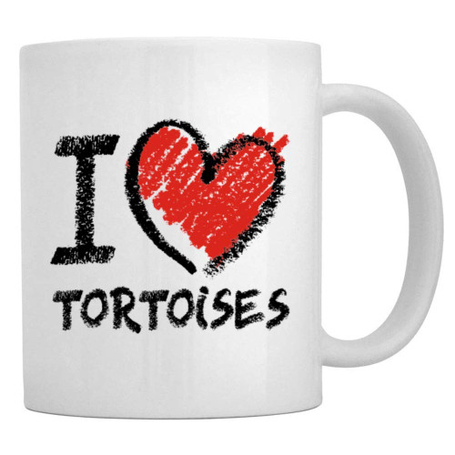 Teeburon I love Tortoises chalk style Mug 11 ounces ceramic