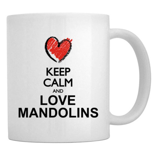 Teeburon Keep calm and love Mandolins chalk style Mug 11 ounces ceramic