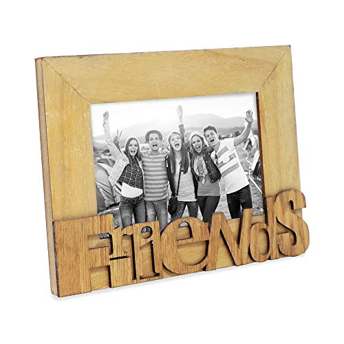 Isaac Jacobs Natural Wood Sentiments Friends Picture Frame, 4x6 inch, Photo Gift for Friend, Display on Tabletop, Desk (Natural)