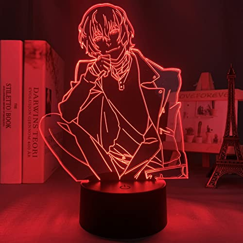 ItoNC 3D Table Lamp Anime Bungo Stray Dogs Dazai for Kids Bedroom Decoration Nightlight Birthday Gift Room Decor LED Night Light Manga Children's Gift