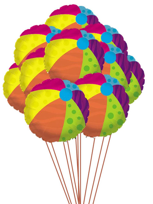 PMU Beach Ball 18 Inches Mylar Balloon (1/Pkg) Pkg/25