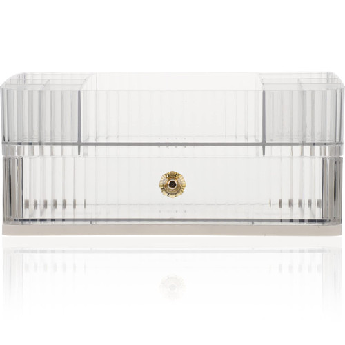 Cabilock Storage Box cosmetics storage case makeup brush holder cotton swab container plastic storage organizer storage drawers desktop cosmetics holder desktop lipstick organizer jewelry