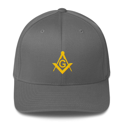 Masonic Hat Freemason Square & Compass Gold Embroidered Flexfit Brand Masonic Hat