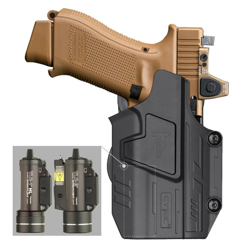 Universal Light Bearing Holster with Paddle, Fit Most Pistols with Streamlight TLR-1 or TLR-2 (Not Fit TLR-7), Right Handed