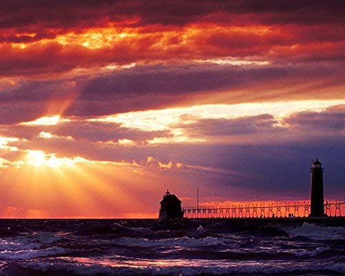 1000 Piece Jigsaw Puzzle, Michigan Grand Haven South pierhead Lighthouse, Puzzles for Adults 1000 Piece, Jigsaw Puzzles for Child, Adults Home Decor