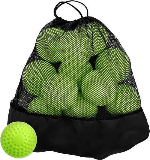 MR NAHW 12 Pack Green Dimpled Baseballs, 9-Inch Pitching Machine Baseballs for Hand-Eye Coordination, Hitting and Fielding Practice (Yellow)