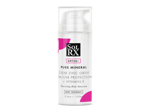 SolRX Pure Mineral SPF 50+ Sunscreen - 3.4oz Zinc Oxide Sunscreen with Vitamin E, Reef Safe Sunscreen, Daily Use for Face and Body SolRX Pure Mineral SPF 50+ Sunscreen - 3.4oz Zinc Oxide Sunscreen with Vitamin E, Reef Safe Sunscreen, Daily Use for Face and Body