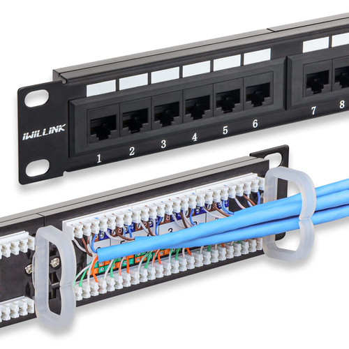 iwillink UL-Listed 24 Port Patch Panel, Cat6 Patch Panel, RJ45 Keystone Network Patch Panel Rackmount or Wall Mount for Gigabit Network Switch and Other Ethernet Devices