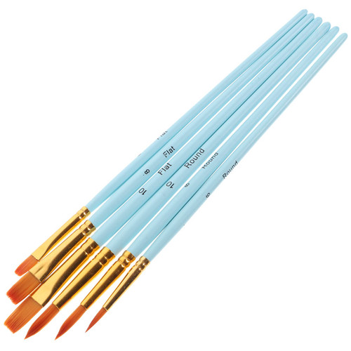 6pcs Watercolor Brush Flat and Oil Painting Tools Paint Brush Pens Wall Paint Brush Foam Paint Brush Paintbrushes Oil Paintbrush Acrylic Brush Nylon Brush Wooden Pole Round Student