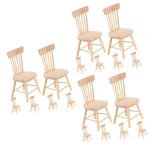 Happyyami 18 Pcs Dollhouse Chair 1/12 Chairs Miniature Chairs 1 12 Scale Dollhouse Accessories Doll Chair Dollhouse Furniture 1 12 Scale Miniature Stool Dollhouse Bench Suite Doll House Wood