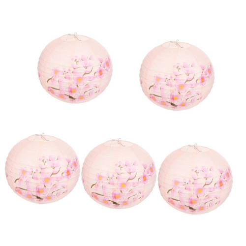 BESTOYARD 5pcs Japanese Paper Lanterns Round Paper Lanterns Blossom Paper Lantern Traditional Lantern Lamps Chinese Hanging Lanterns Hanging Paper Lanterns Party Lanterns fold Iron China