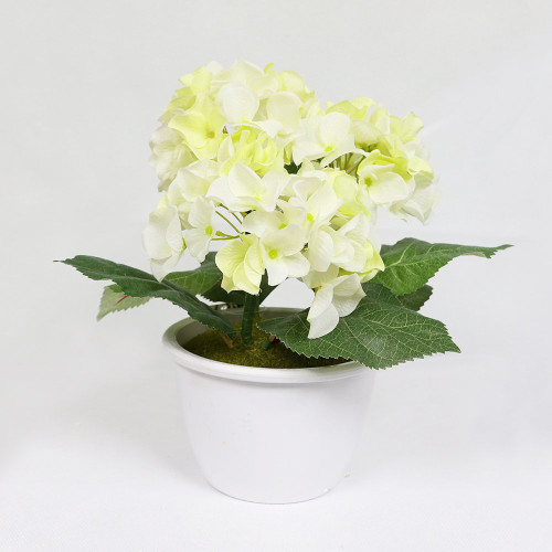 Puleo International 10 Inch Artificial Potted White Hydrangea Plant