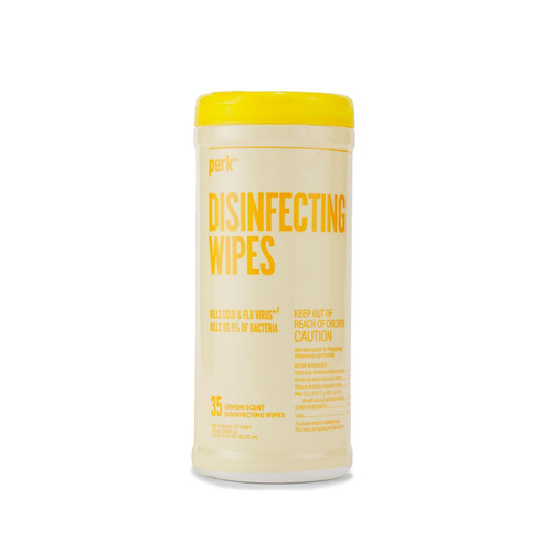 Perk Disinfecting Wipes, Fresh & Lemon Scent, 35 Wipes/Container, 6/Carton (PK61527/PVS)