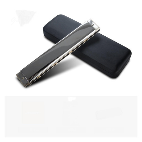OUSIKA harmonica 28 Hole Polyphonic Harmonica 24 Hole Adult Professional Playing Accented Beginner Student Musical Instrument Harmonica (Color : Accented Bk)