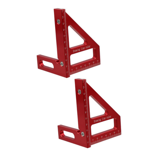 Uonlytech 2pcs 45 90 Carpentry Ruler Carpenter Tools 45 90 Degree Angle Ruler Carpenter 2 in 1 Miter Measuring Tool Miter Scriber Template Tool Aluminum Ruler Frame 3D Square Aluminum Alloy