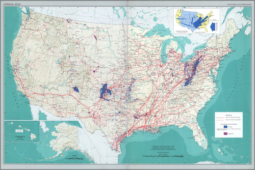 History Galore 24"x36" Gallery Poster, map Natural Gas Pipelines united states pb1970