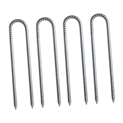 LIOOBO Outdoor Tent Stake 4pcs Windproof Pile Ground Anchor Outdoor Galvanized Steel U-Pile U-Shaped Trampoline Stakes
