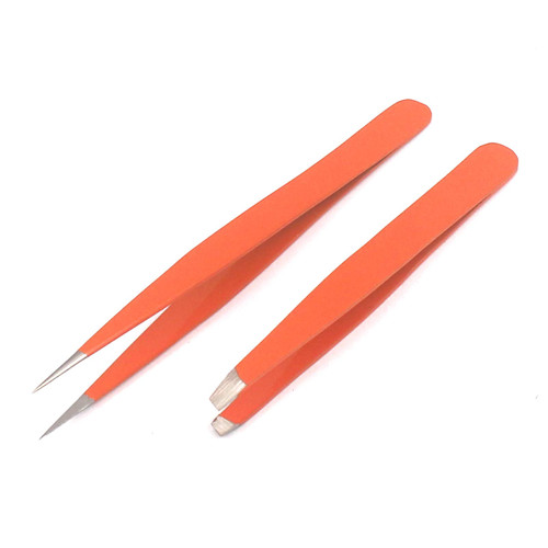 Tweezers for Ingrown Hair, Precision Slant Tweezers and Pointed Eyebrows Tweezer Set Stainless Steel Eyebrow Plucking 2 Pieces (Orange) By G.S Online Store Tweezers for Ingrown Hair, Precision Slant Tweezers and Pointed Eyebrows Tweezer Set Stainless Steel Eyebrow Plucking 2 Pieces (Orange) By G.S Online Store