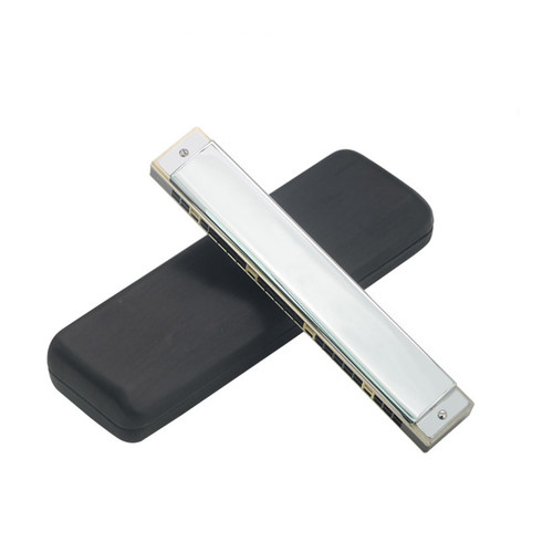OUSIKA harmonica 24 Holes To Play Polyphonic C Key Harmonica Adult Beginner Entry To Play Harmonica Harmonica (Color : Silver)