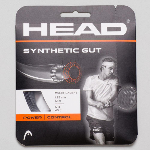 HEAD Synthetic Gut Black Tennis String, 16g / 1.30mm (4 Sets)
