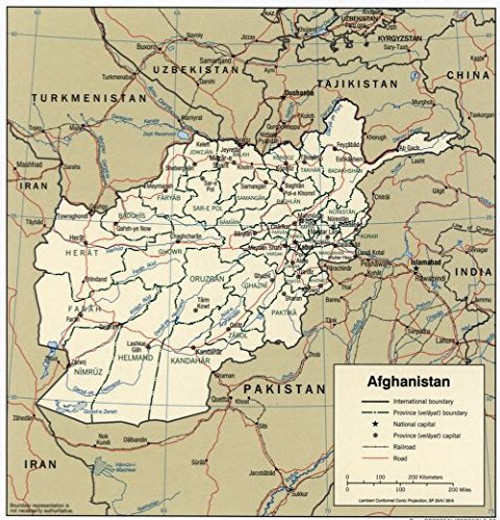 Historic Prints 24" x 24" 2003 Map of Afghanistan Railroads Roads Historic Prints 24" x 24" 2003 Map of Afghanistan Railroads Roads