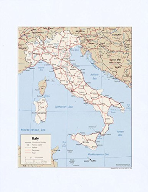Historic Prints 18" x 24" 2004 Map of Italy Railroads Expressways Roads Historic Prints 18" x 24" 2004 Map of Italy Railroads Expressways Roads