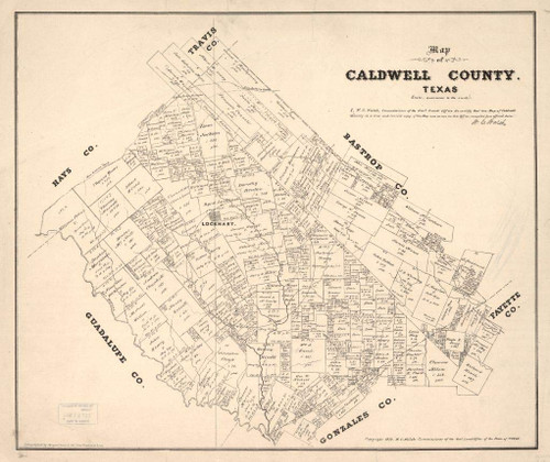 Historic Prints 20" x 24" 1879 Map of Caldwell County Texas Historic Prints 20" x 24" 1879 Map of Caldwell County Texas