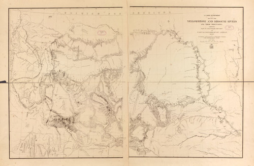 Historic Prints 16" x 24" 1868 Map of Yellowstone & Missouri Rivers & Their Tributaries