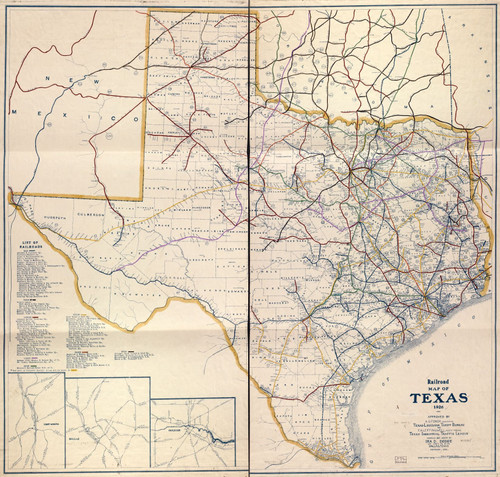 Historic Prints 20" x 24" 1926 Railroad Map of Texas Historic Prints 20" x 24" 1926 Railroad Map of Texas
