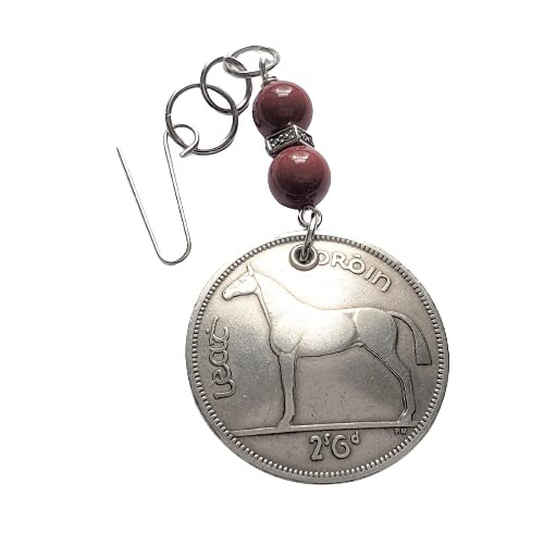 CoinageArt -Irish Christmas Ornament Horse Ornament -Irish Half Crown Coin Ornament with 2 Red Jade Gemstones -Celtic Harp Ornament -Ireland Ornament 5015 CoinageArt -Irish Christmas Ornament Horse Ornament -Irish Half Crown Coin Ornament with 2 Red Jade Gemstones -Celtic Harp Ornament -Ireland Ornament 5015